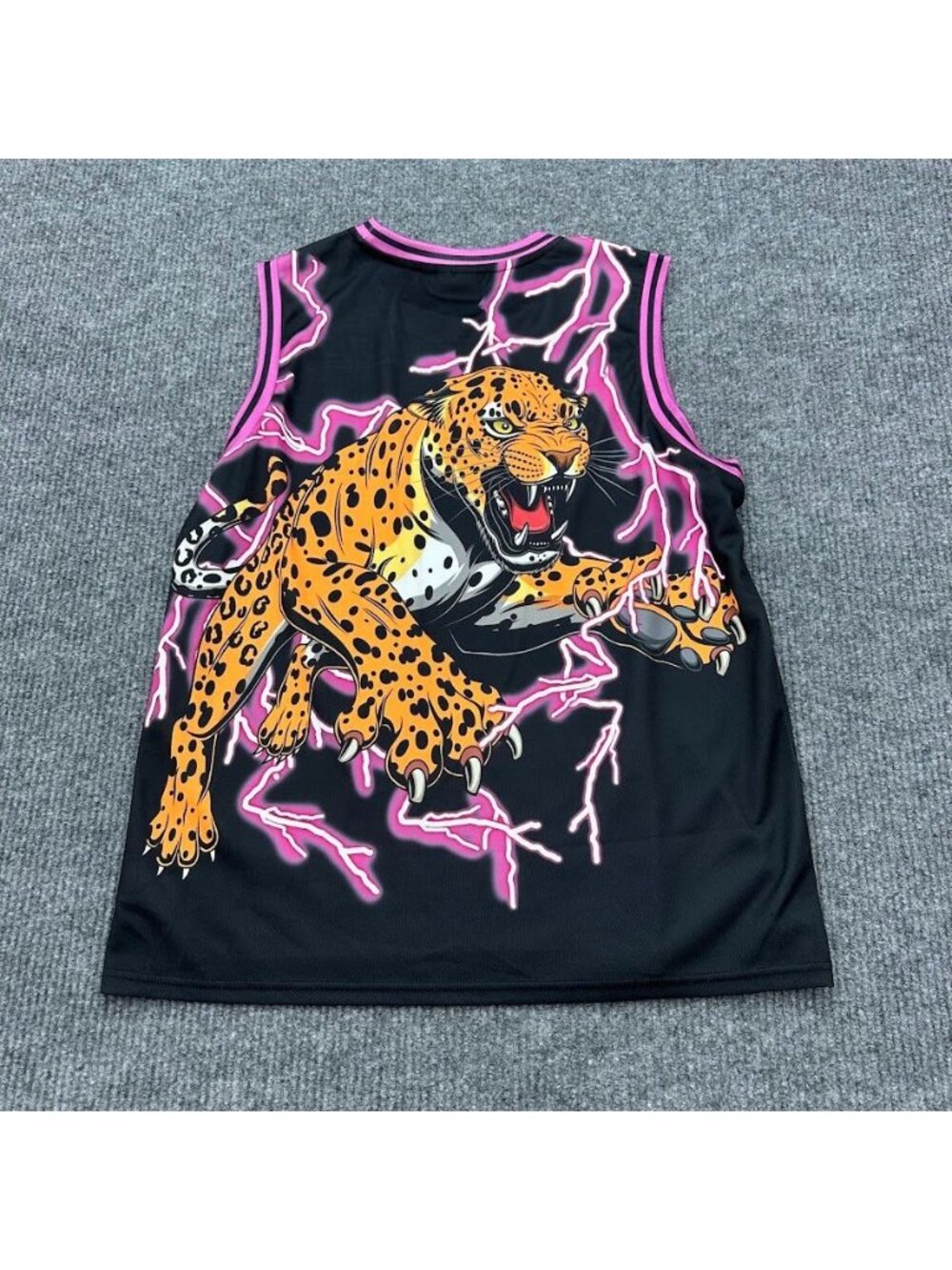 Def Leppard Band Logo Sleeveless Mesh Jersey Neon Leopard Graphic Mens Size XL